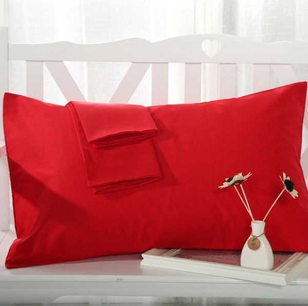 

2pcs/lot solid color pillow cover rectangle bed pillow case red/white/pink 100%cotton twill home decorative pillowcase