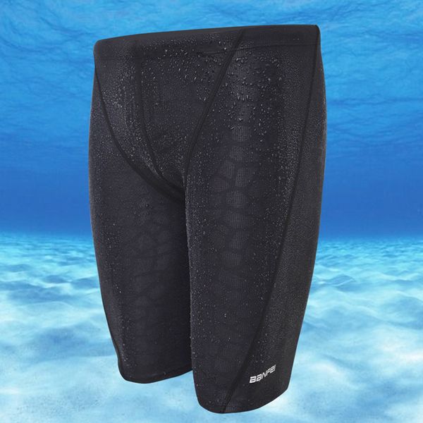 

2018 competitive swimming trunks men long pants half to knee swimwear beach surf suit quick-dry swim train underwear shorts