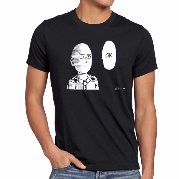 

saitama ok herren t-shirt anime manga one punch genos faust superheld wanpanman new fashion summer, White;black
