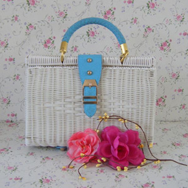 

новая мода моющиеся ротанга мешок случайные тканые мешок элегантный соломы сумка