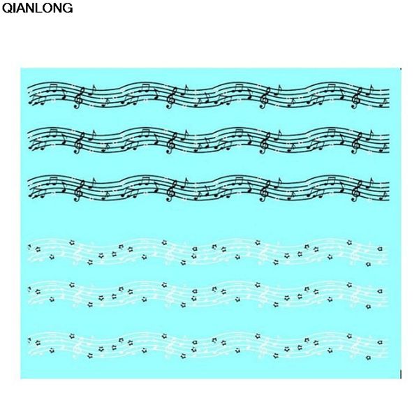 

1sheets new water transfer stickers music notes stick diy designs nail art decals wraps polish tips french tips tools, Black