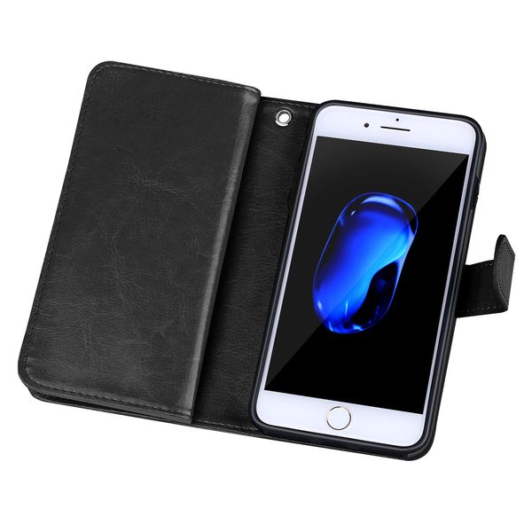 

exquisite for iphone 5s case detachable crazy horse oil wax pu leather phone case multi card slots wallet case