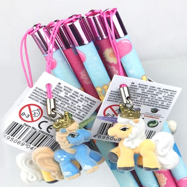 

15 pcs standard pencils plush unicorn pendant squishy kawaii cute stationery school things girl pencil set pony flexible pencil