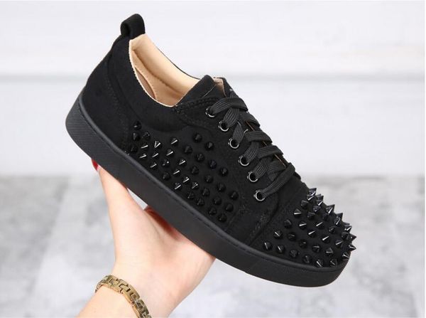 

High Quality Red Bottom Sneakers Flat Low Cut Black Grey Suede Junior Spikes Suede Fusain Sneakers DH2N60