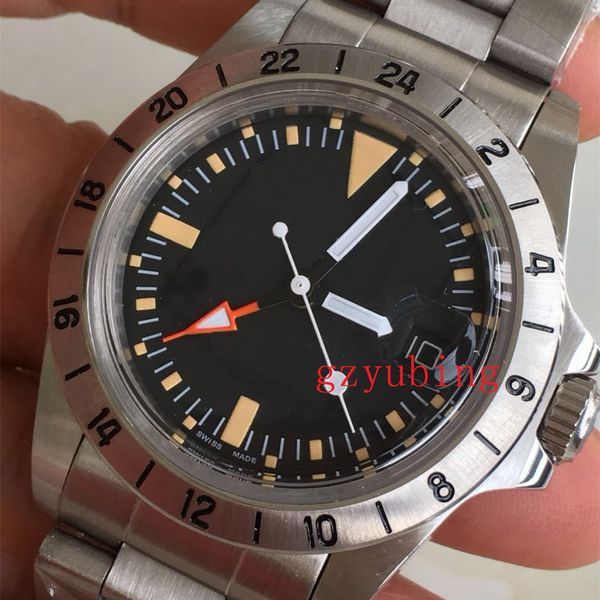 

old vintage wristwatches asia 2813 movement gmt explorer automatic movement mechanical men mens watch watches, Slivery;brown