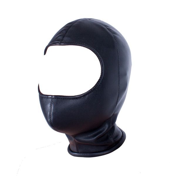 

open mask for face mask hood toys product eye pu head bondage games men toys blindfold couple leather fetish dapeo