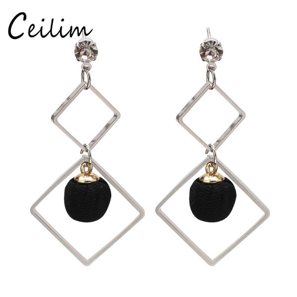 

3 colors minimalist rhombic dangle earrings designer jewelry irregular bead charm hanging earrings for women fashion personalized 2018 gifts, Golden