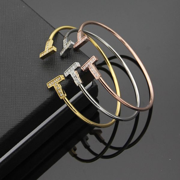 

direct selling double t bracelet with diamond bracelet lady openings bending stainless steel twist bracelet womens bracelets 2020