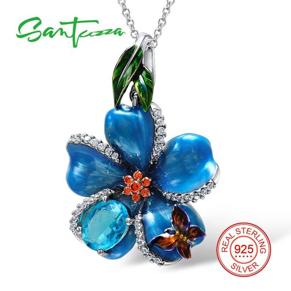 

santuzza silver necklaces pendants for women natural stone pendant fit for necklace 925 sterling silver necklaces pendant enamel, Black