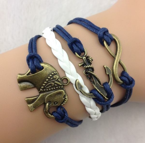 

1pcs infinity handmade bracelet.metal charm,wax cord,leather bracelet fashionable jewerlly bracelet b18, Golden;silver