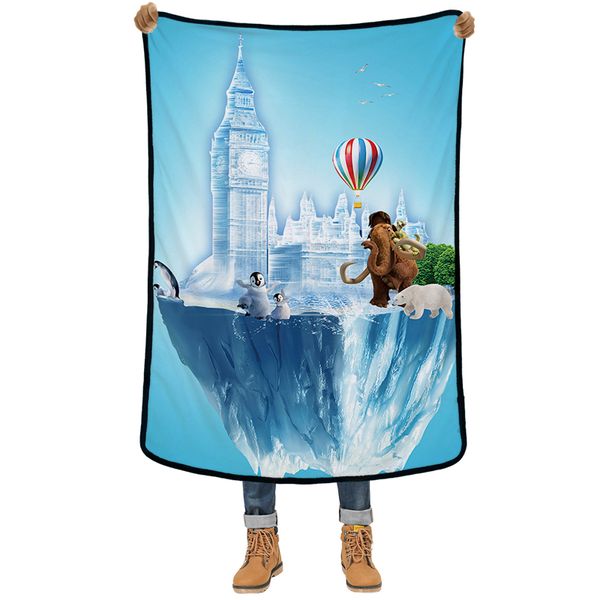 

ehomebuy flannel 3d blanket personalized penguin ice london blue soft bed sofa decoration 3d printed blankets travel portable