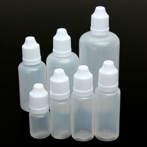 

5pcs 5/10/15/20/30/50/100ml empty plastic squeezable dropper bottles eye liquid dropper sample eyes drop refillable bottle