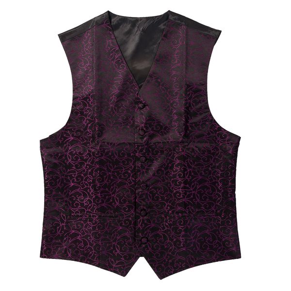 

new mens swirl wedding waistcoat (black/purple 3xl/uk 46, Black;white