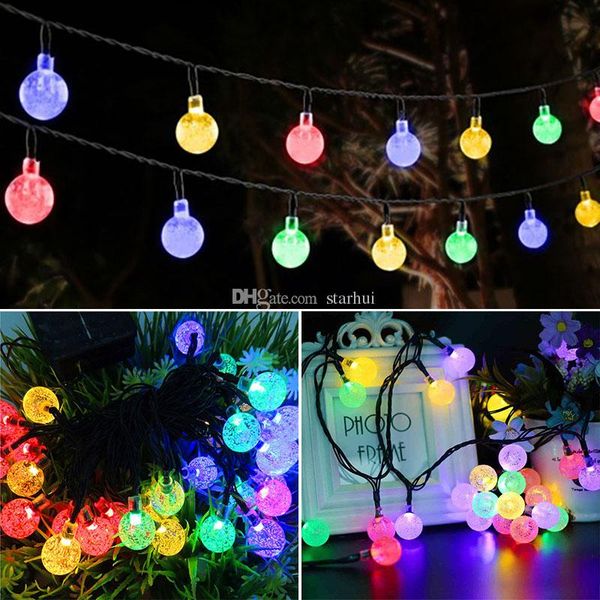 

led crystal ball solar powered light halloween christmas decorations 30 lights home outdoor garden patio party supplies wx9-35