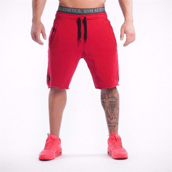 

2018 new fashion men beaching shorts trousers cotton bodybuilding pure color fitness short jogger casual, White;black