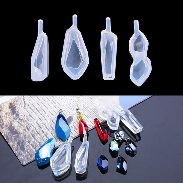 

1pc diy mould jewelry making tool transparent silicone diamond cut surface pendant mould for resin real flower, White