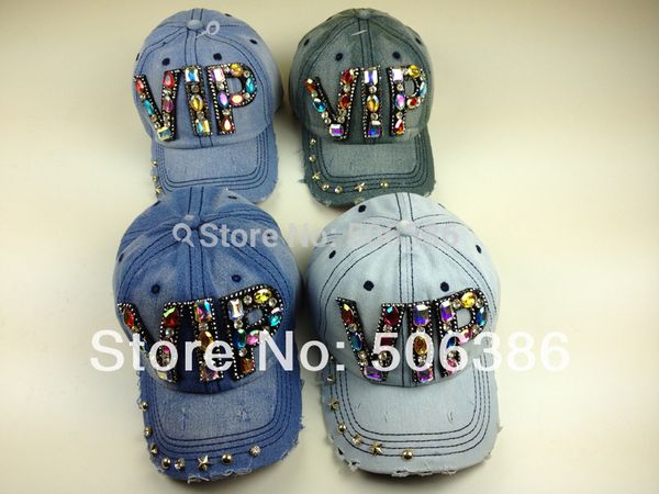 

wholesale fashion denim baseball cap,colorful glass beads vip women baseball cap,lady summer hat sunshine hat, Blue;gray
