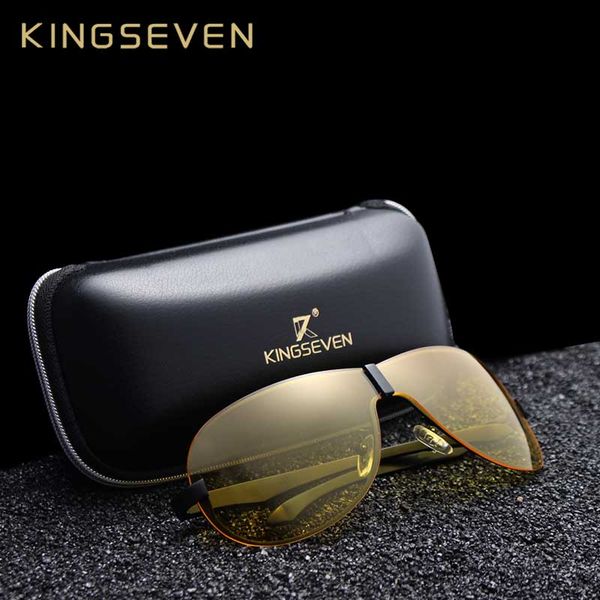 

kingseven hd night vision glasses polarized men classic aluminium magnesium yellow lens sunglasses for driving safe gafas de sol, White;black
