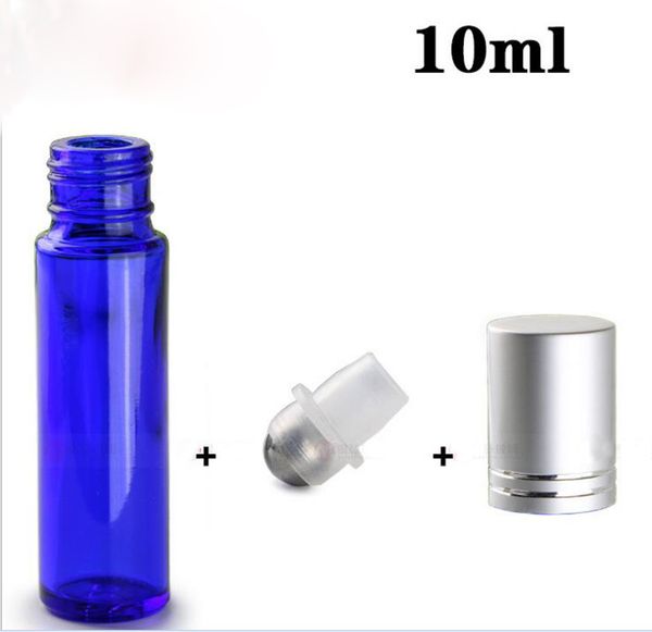

price 1000pcs/lot blue aromatherapy essential oil roller bottles portable 10ml smooth glass roll on refillable bottles with metal ball