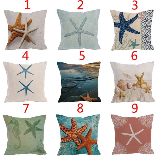 26 estilos de algodão estrela do mar e travesseiro de linho fronha de alta qualidade para sofás-home hotel decoração fronha cintura almofadas almofada