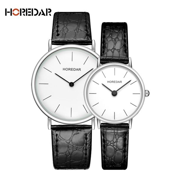 

horedar quartz watch lovers watches women men couple dress watches simple leather wristwatches fashion casual clock 2017, Slivery;brown