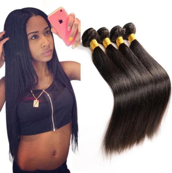 

malaysain straight hair weaves 100% unprocessed 8a quality human hair extensions dyeable 3 bundles/lot no shedding no tangle, Black