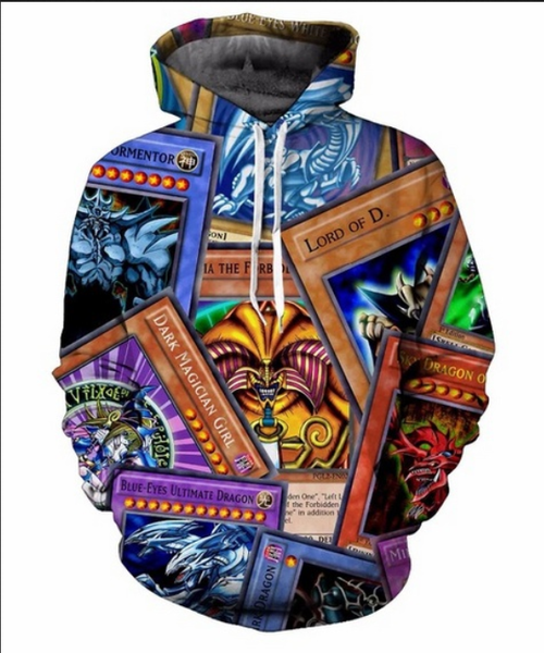 

2018 new fashion couples men women hd yugioh monster funny 3d print hoodies sweater sweatshirt jacket pullover l0m065, Black