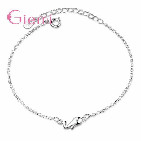 

giemi new brand bijoux for women fire dolphin pendant chain bracelets charming austrian crystals 925 sterling silver quality, Black