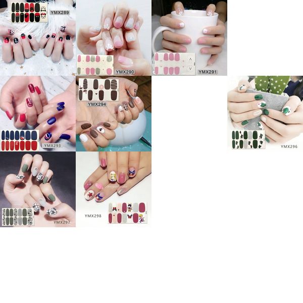 

nail art full-cover sticker sheet 14tips sticker polish ymx289-303, Black