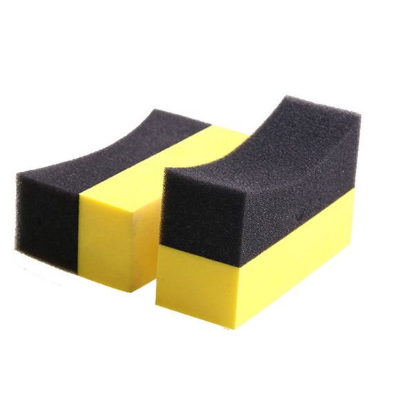 

U hape car tire waxing poli hing tyre bru h wheel cleaning applicator curved foam wa hing ponge pad black yellow
