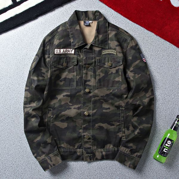 

lenstid brand autumn army denim jacket men camouflage tactical camouflage casual fashion bomber jeans jackets cowboy, Black;brown