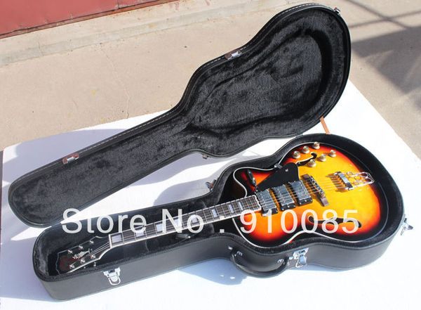 

new arrive custom shop sunburst simi hollow body jazz electric guitar china guitar factory with hard case