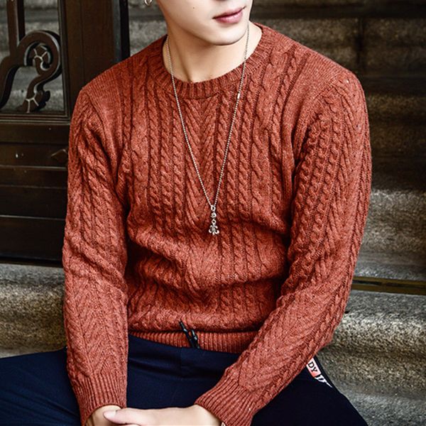 

2018 new sweaters man winter sweaters thick warm solid color cotton casual knitting pullovers for male plus size -xxl, White;black