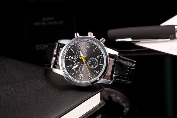 

novel design new luxury fashion faux leather men blue ray glass quartz analog watches casual cool watch brand men watches, Slivery;brown