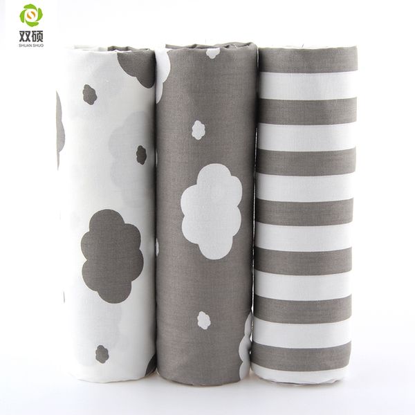 

gray clouds print flower cotton fabric cotton fat qarters bundle fabric for home decoration cloth patchwork crafts 40*50, Black;white