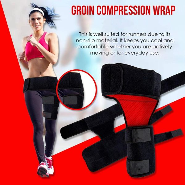 

groin compression wrap hip support brace sciatica pain relief -injured groin, hamstring thigh, hip, and more.nonslip tight grip, Black;gray