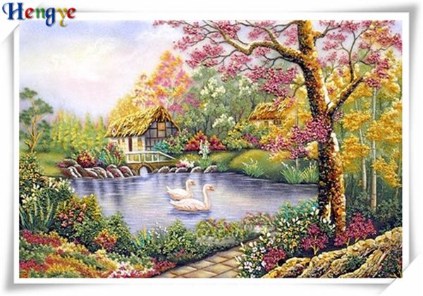 

5d diy алмазов картина вышивки крестом комплект горный хрусталь полный квадратный алмаз вышивка животных лебединое озеро главная мозаика дек