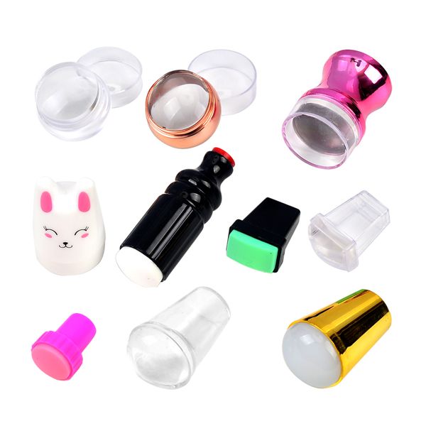 

zko nail art stamper silicone with rhinestone clear white jelly stamper with scraper for nail art stamping plates
