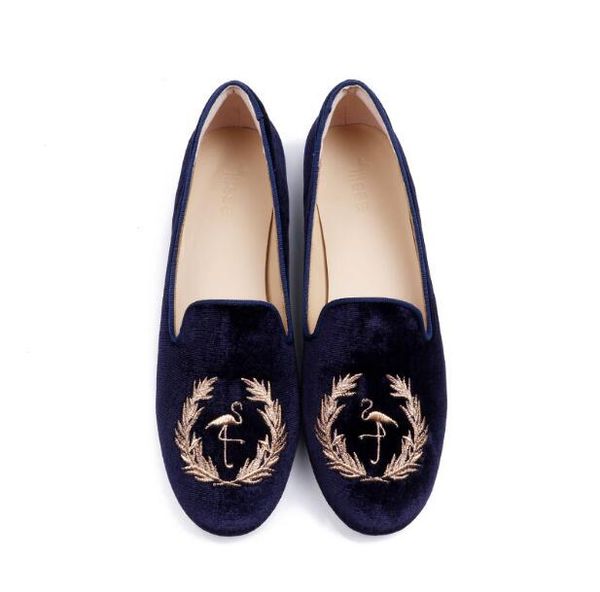 

2018 Модный бренд женские бархатные квартиры Princetown обувь круглый носок металлическая цепь дамы мокасины квартиры вышивка Повседневная обувь NXX68