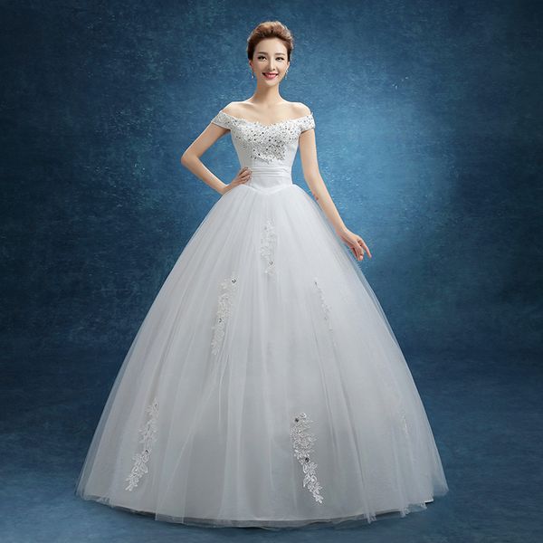 Abito da sposa RED Baot Neck 2018 Nuovi abiti da sposa in pizzo Stile coreano Plus Size Vestido De Novia Vintage Real Photo Custom
