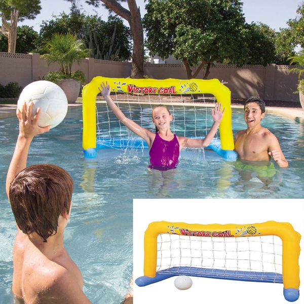 

giant inflatable football goal volleyball net with ball game swimming pool float water sport floating island mattress party toy