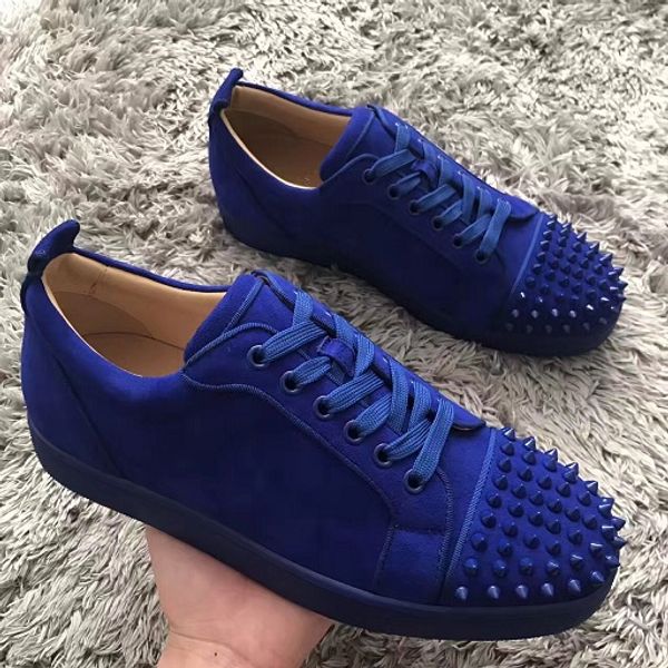 

original box] wholesale new arrival mens womens black suede with black spikes toe low sneakers,design causal