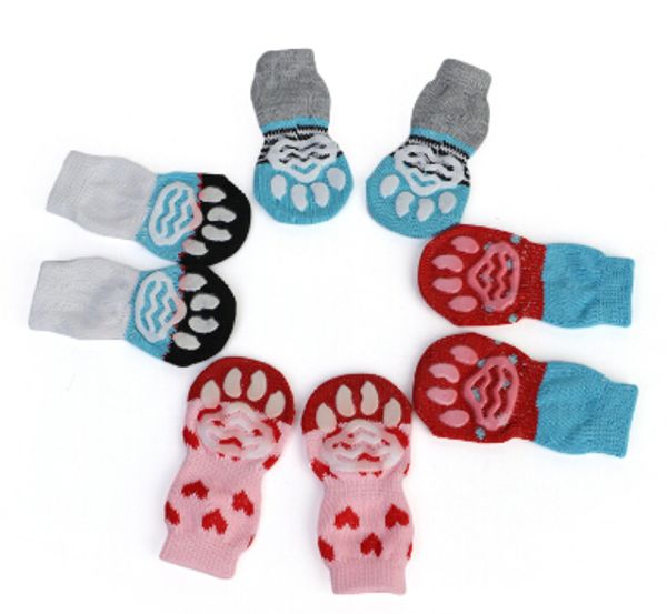 

pet dog cat warm socks anti slip dog cat knit socks winter cotton puppy dog sock apparel 4pcs per set
