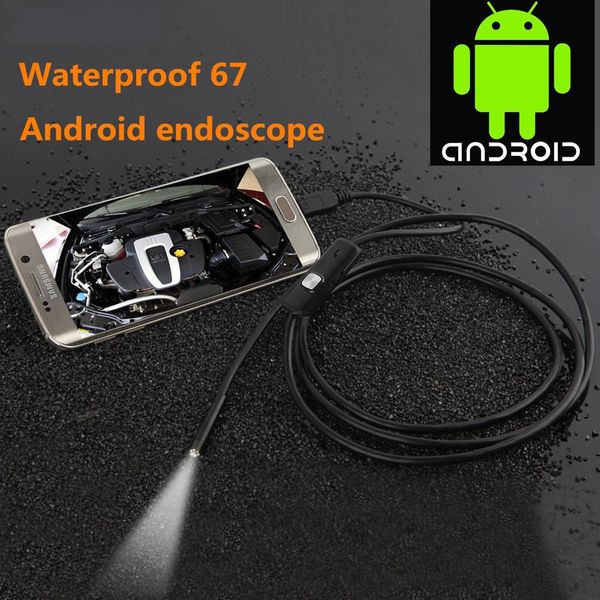 

Cewaal 7mm Lens 1M Android Phone Endoscope IP67 Waterproof Inspection Borescope Tube HD 6 LED Pipe Snake video Camera with OTG