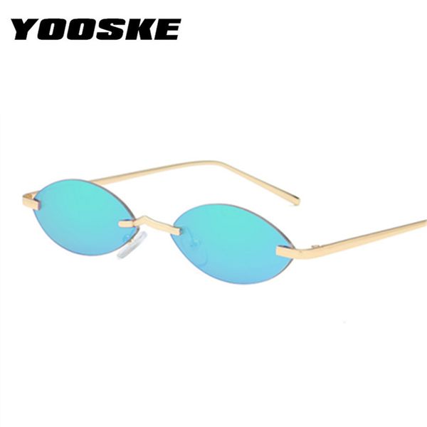 

yooske men oval cat eye sunglasses women 90s sunglass brand vintage small rimless sun glasses skinny cateye eyewear, White;black