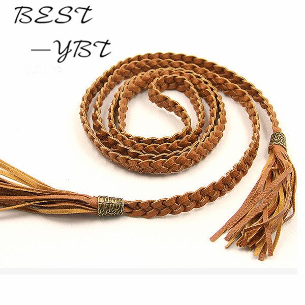 

new fashion women woven tie bow belts shuangliu ms thin belt female wild style decorative waist chain, Black;brown