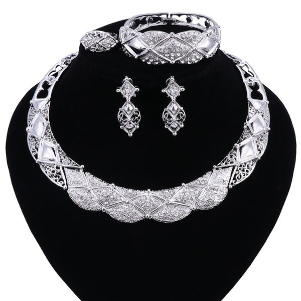 

jewelry set necklace and earrings sets designer vintage african costume women wedding accessories silver color jewellery, Black