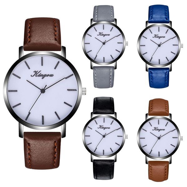 

men watches simple design leather band analog alloy business clock quartz wrist watch relogio masculino 30y, Slivery;brown