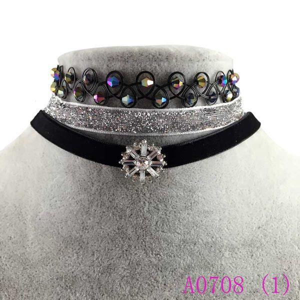 3 Stück schwarze Samt-Choker-Halsketten, modische Gothic-Chocker-Blume-Strass-Statement-Halskette für Frauen, schöner Schmuck A0708