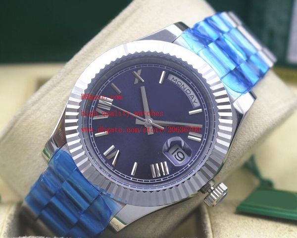 

factory supplier luxury wristwatches sapphire glass 41mm day-date blue dial 228239 automatic mechanical mens watches, Slivery;brown